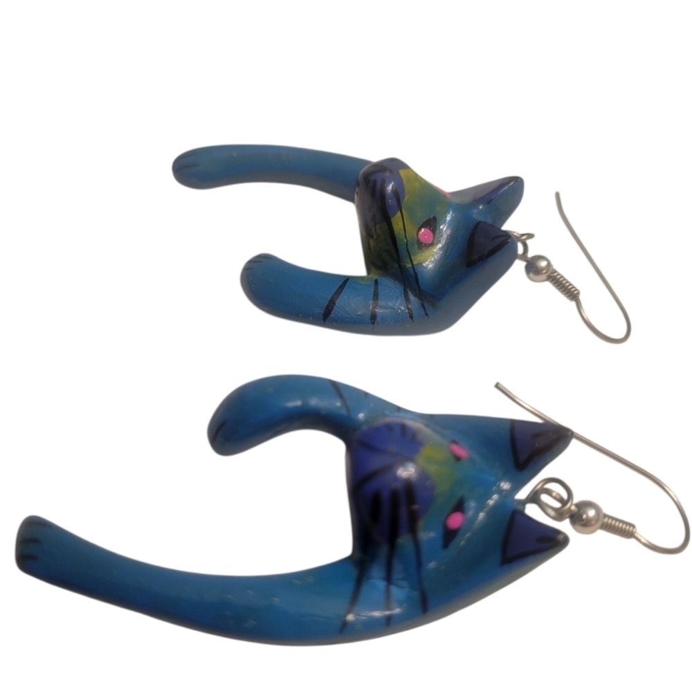 Artsian Whimsical Cat Earrings - Picture 3 of 5